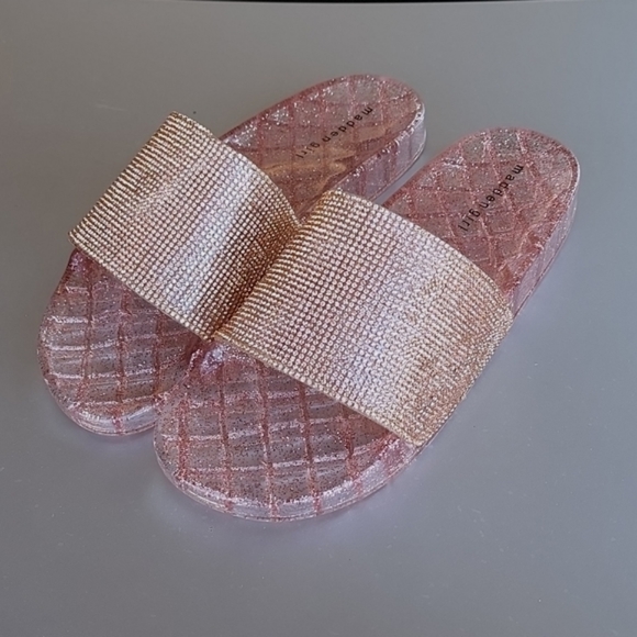 Madden Girl Jello Blush Bronze Glitter Stones Bling Jelly Slides Sandals 7 9 - Picture 5 of 16